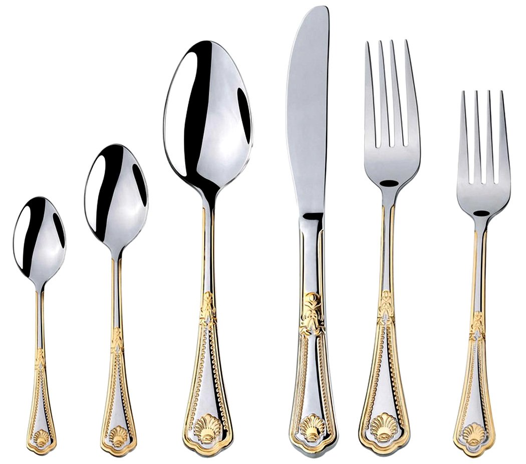 Venezia Collection 75-Pc Luxury Flatware Set for 12 w/Storage Case 24K Gold Premium Dining Cutlery Service - 18/10 Surgical Stainless Steel Silverware Hostess Serving Set in a Chest