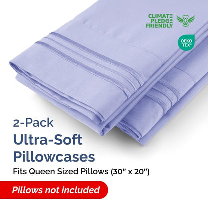 Queen Pillow Cases by [Brand Name] - Ultra Soft Hotel Quality Covers | Wrinkle-Free & Fade Resistant - 2 Piece Set in Lavender