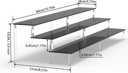 15 3/4 inch AZEAM Acrylic Riser Black Display Risers Stand Large Collection Organizer Shelf for Cupcake Food Desserts