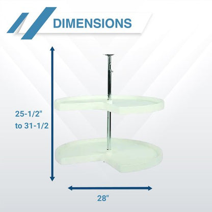 Knape & Vogt Corner Cabinet Lazy Susan, 2-Tier Lazy Susan for Cabinet, 28 in. 360º Turntable for Kitchen Cabinets, White