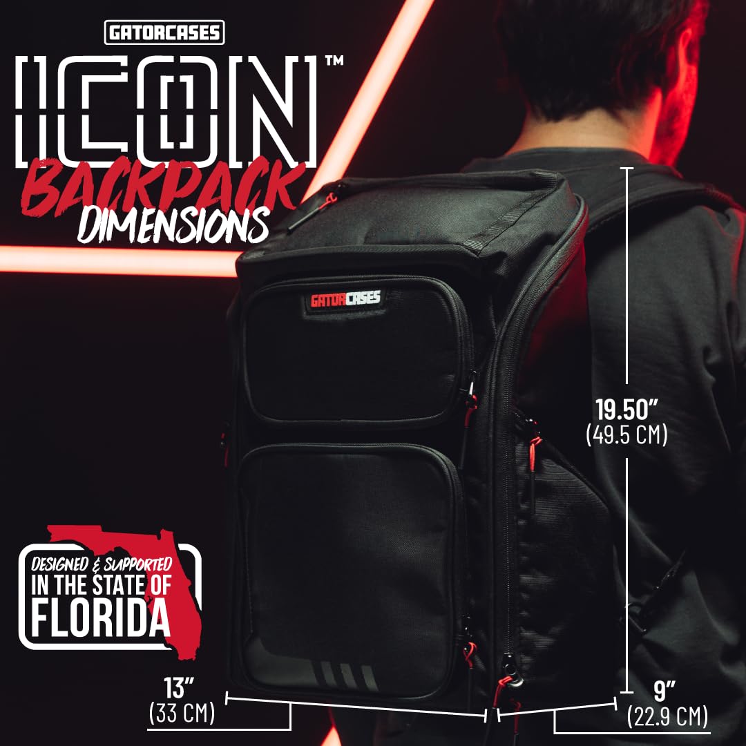 Gator Cases ICON Series Backpack with Weather-Resistant Exterior and Two 10.5" Laptop Compartments, (G-ICON-BP)