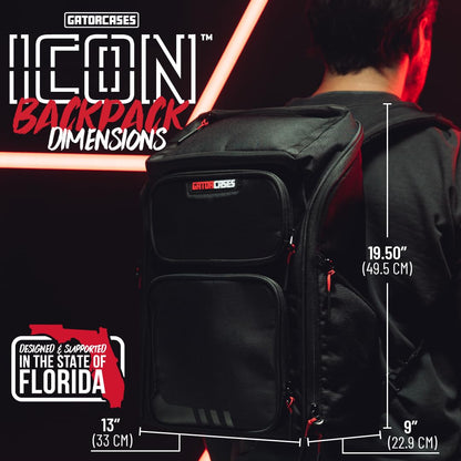 Gator Cases ICON Series Backpack with Weather-Resistant Exterior and Two 10.5" Laptop Compartments, (G-ICON-BP)