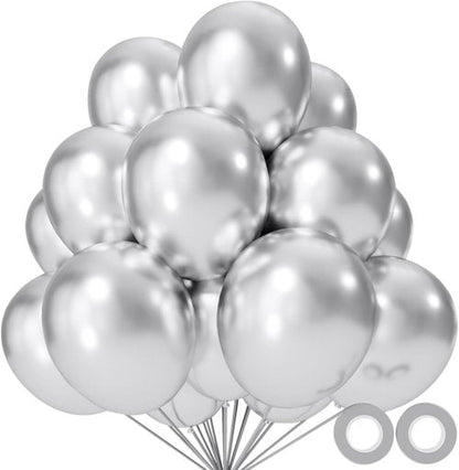 110pcs Black & Metallic Silver Latex Balloons - 12 Inch Perfect for Birthday Parties & Baby Showers