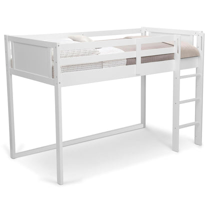 Delta Children Twin Loft Bed with Guardrail and Ladder (Coordinates with Loft Bed Tents Sold Separately), White