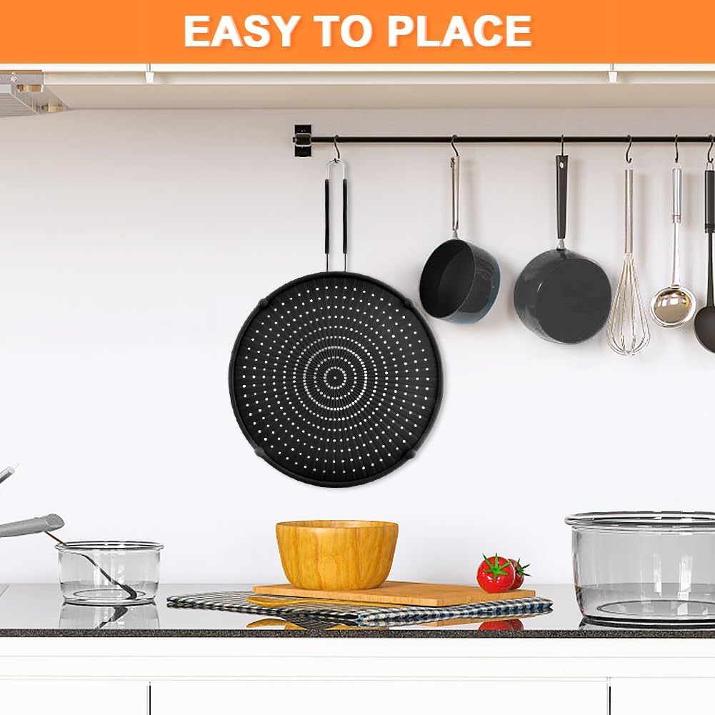 PLACHIDAY Splatter Screen for Frying Pan,Silicone Grease Splatter Guard, Heat-Resistant Splatter Guards for Cooking,Dishwasher Safe (9.8", 11.4", 13")
