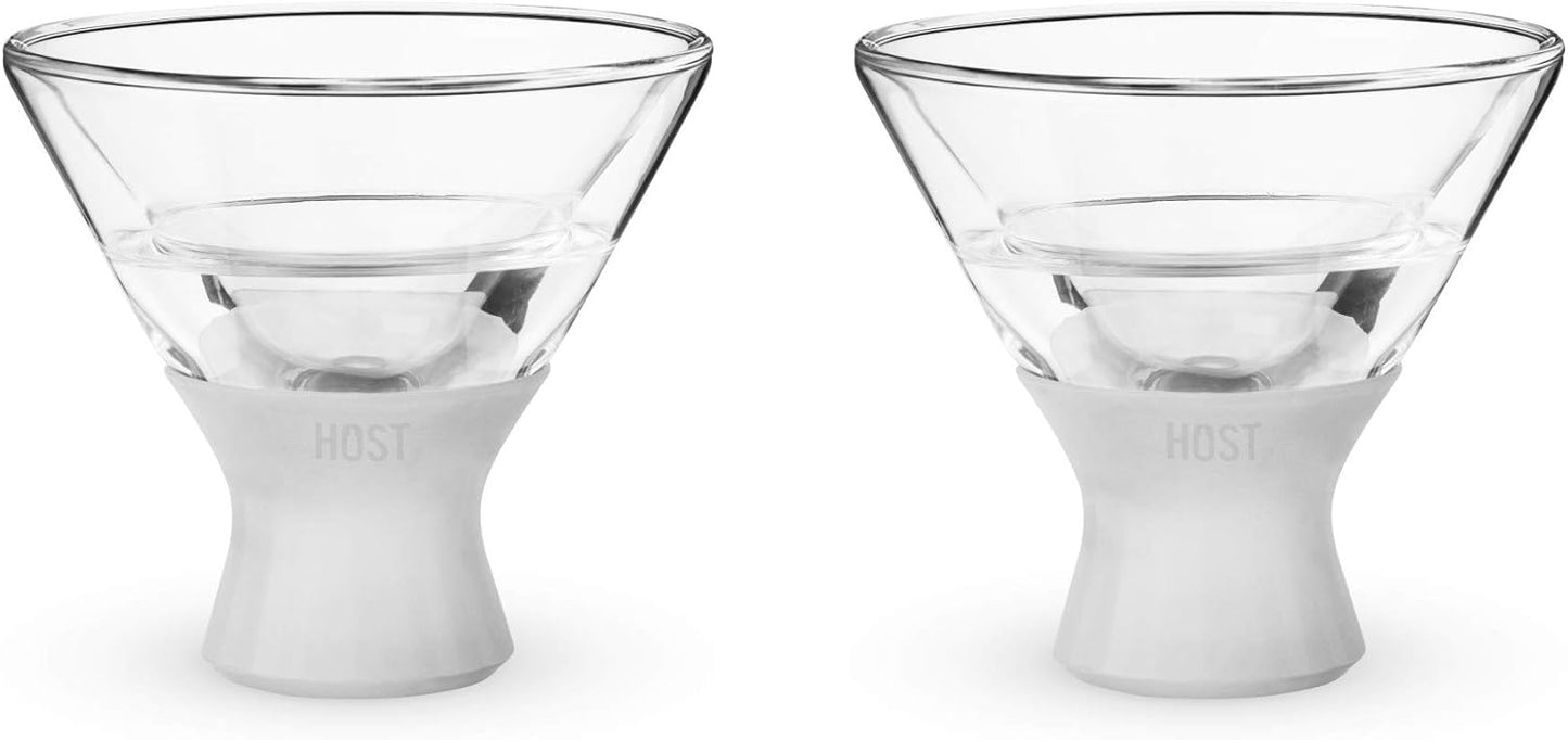 Host Stemless Martini Glasses, Double Walled Insulated Drinking Glass, Set of 2 Cocktail Glasses