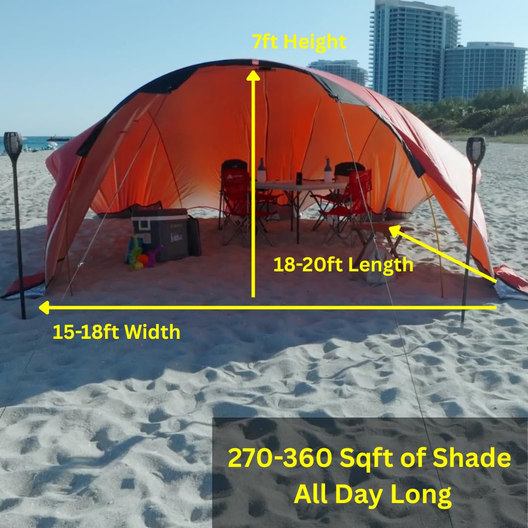 Beach Bubble Family Edition, The Ultimate Private Wind Supported Beach Cabana, +50 UPF, 12 Person Capacity