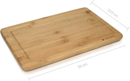 Navaris Medium Bamboo Wooden Cutting Board, Natural Chopping Board with Juice Groove, 14 x 9 inches
