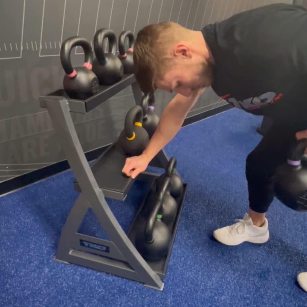 Technical Knock Out 3-Tier Kettlebell Rack | Perfect for Any Home Gym | Black Kettle Bell Weight Stand | Keep Your Workout Area Clean & Safe