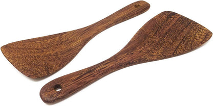 Honbay 2PCS Wooden Rice Spoon, Rice Paddle for Kitchen Cooking, Oblique Head Design
