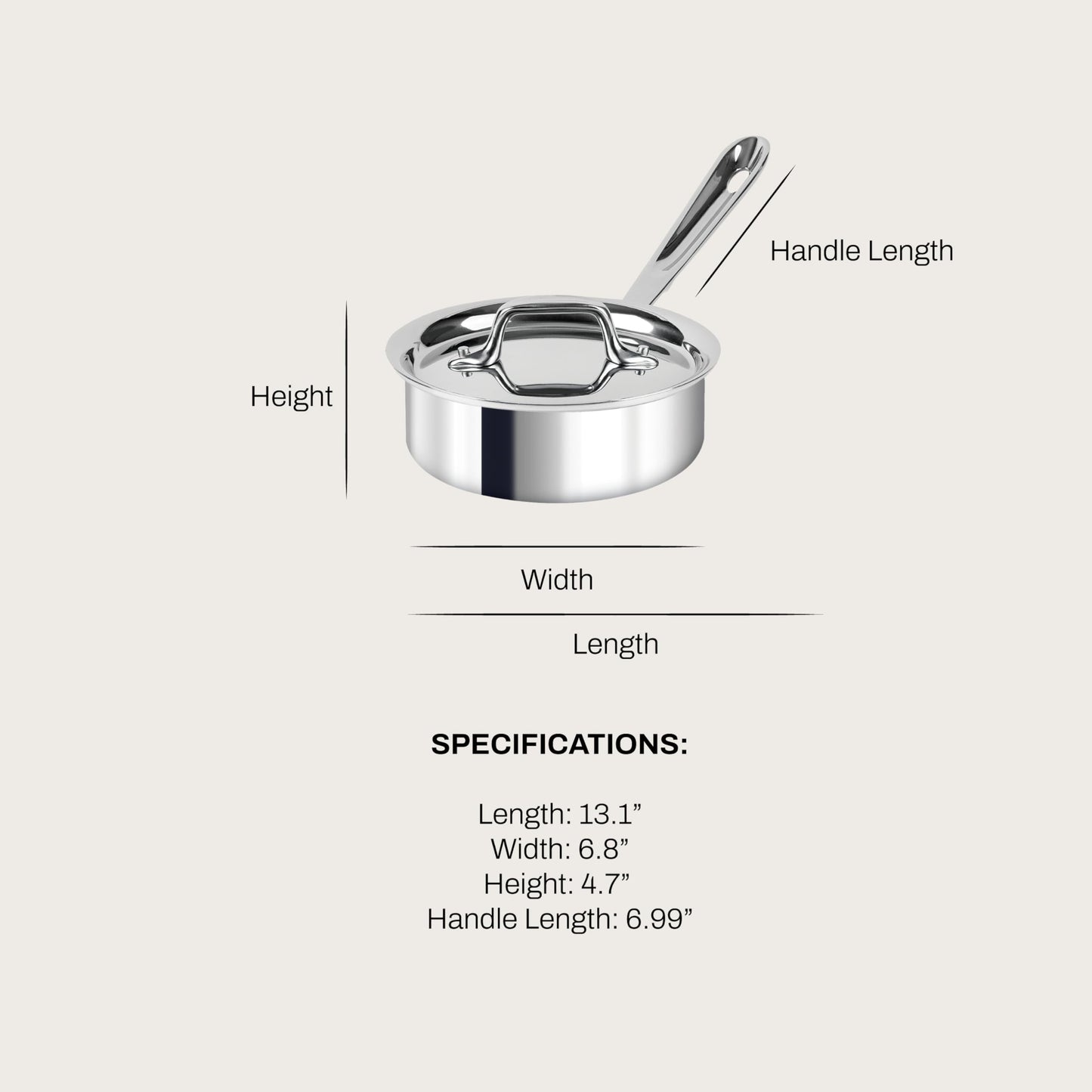 All-Clad D3® Stainless Steel 1 Quart Sauce Pan Covered- Made in the USA- The Original Bonded Professional Cookware- Oven Safe & Induction Compatible