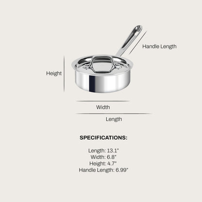 All-Clad D3® Stainless Steel 1 Quart Sauce Pan Covered- Made in the USA- The Original Bonded Professional Cookware- Oven Safe & Induction Compatible