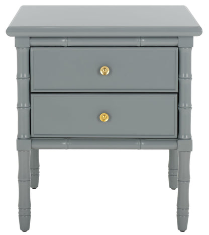 SAFAVIEH Furniture - Niah 2-Drawer Nightstand - Grey & Gold - Wood - Glam Hardware Design - Ideal for Bedroom, 23"W x 20"D x 25.25"H (NST3501C)