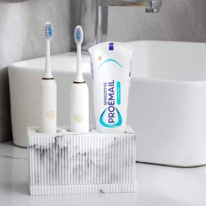 rejomiik Toothbrush Holders for Bathroom Countertop, 3 Slots Electric Tooth Brushing Storage Organizer for Toiletries,