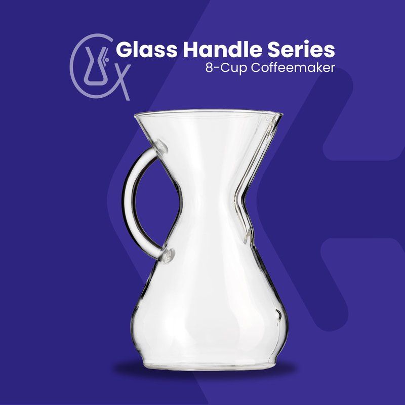 Chemex Bundle - 8-Cup Glass Handle Series - 100 ct Square Filters - Exclusive Packaging