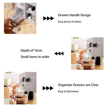 Plastic Tea Bag Organizer with 3 Drawers, Desk Drawer Organizer, Stackable Storage Drawers, White Tea Box, Makeup Organizer, Clear Tea Bag Storage, Coffee Storage for Tea Bags, Sugar Packets, Cosmetic