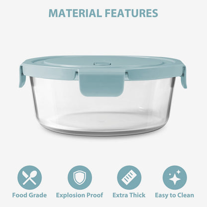30oz Glass Meal Prep Containers with Lids, Airtight 3.75 Cup Food Storage Containers Set, Heat-Resistant BPA-Free Glass Containers for Soup Leftover, Microwave, Dishwasher, and Freezer Safe (4 Packs)