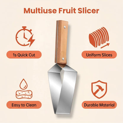 Stainless Steel Triangle Watermelon Slicer with Wooden Handle, Multi-Purpose for Watermelon, Cantaloupe, Apple & More, Effortless & Fast Fruit Cutter (2PCS)