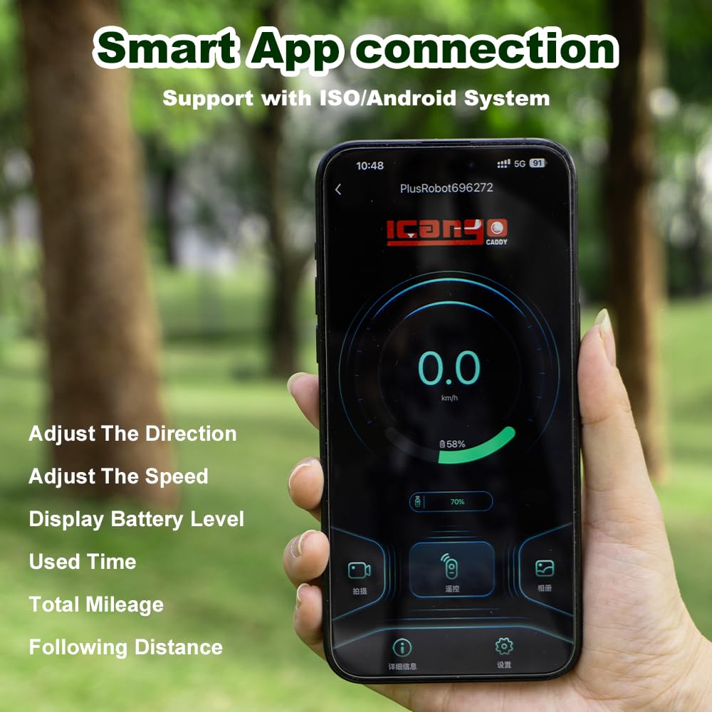 Icango caddy G5 Electric Golf cart,Electric Golf Push Cart Auto Follow You, 45 Holes Battery,Remote/APP/Manual Control,Anti-Tipping,Electric Golf Push cart with Remote,Umbrella,& Phone Holder