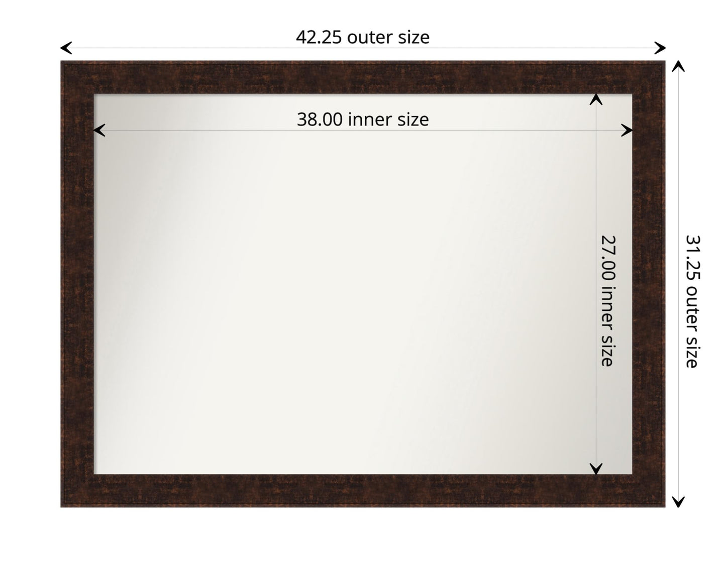Amanti Art Bronze Wall Mirror 31x42 William Mottled Bronze Narrow Rectangle Bathroom Mirror for Wall Decor Living Room, X-Large Casual Frame, Hangs Horizonally and Vertically, Bathroom Decor,