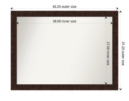Amanti Art Bronze Wall Mirror 31x42 William Mottled Bronze Narrow Rectangle Bathroom Mirror for Wall Decor Living Room, X-Large Casual Frame, Hangs Horizonally and Vertically, Bathroom Decor,