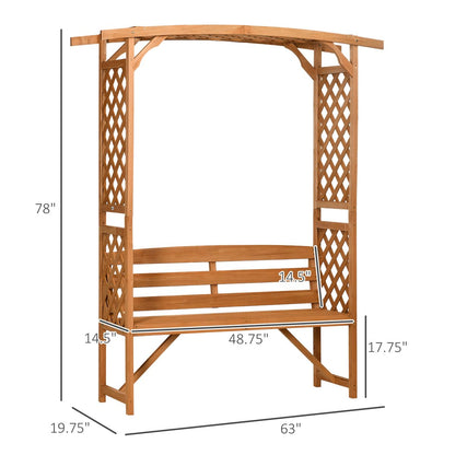 NAAMOTOMOX Garden Arch Trellis with Bench - 63''W x 78''H Wooden Arbor with 2-Person Outdoor Bench, Garden Arbors Archway Pergola for Climbing Plants Rose Wedding Backyard Party Lawn Decor