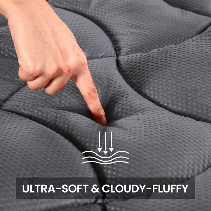 SLEEP ZONE Full Size Cooling Mattress Topper, Premium Zoned Cool Mattress Pad Cover (Grey, Full)