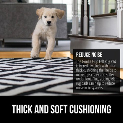 GORILLA GRIP Rug Pad - Slip Resistant Felt with Rubber Backing - 1/8 Inch Thick, 3x5 FT for Area Rugs