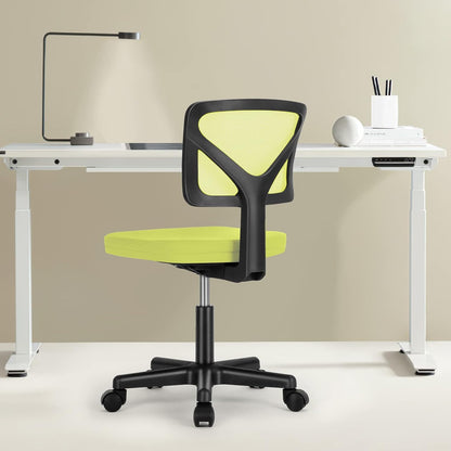 Home Office Chair Mesh Armless Computer Desk Chair, Ergonomic Task Rolling Swivel Chair with Lumbar Support, Green