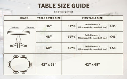 UMINEUX Round Fitted Vinyl Tablecloth with Elastic Edged & Flannel Backing - Waterproof Round Table Cover for Indoor