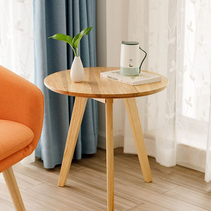 MHJKHG Round Coffee Table Living Room Wooden Coffee Table Balcony Small Table Small Dining Table Children's Game Table，Wood Color 50cm