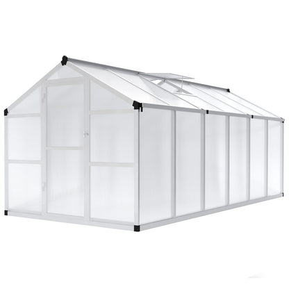 8x12 FT Greenhouse - Large Aluminum Greenhouses for Outdoors, Heavy Duty Polycarbonate Greenhouse with Roof Vent&Ground Nails, Walk-in Green Houses for Garden, Backyard, Patio, Easy Assembly