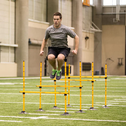 Power Systems Adjustable Plyometric Hurdles Set of 4, 12”– 40” Height, Speed & Agility Training Equipment for Athletes, Soccer, Football, Track & Field, Indoor/Outdoor Use