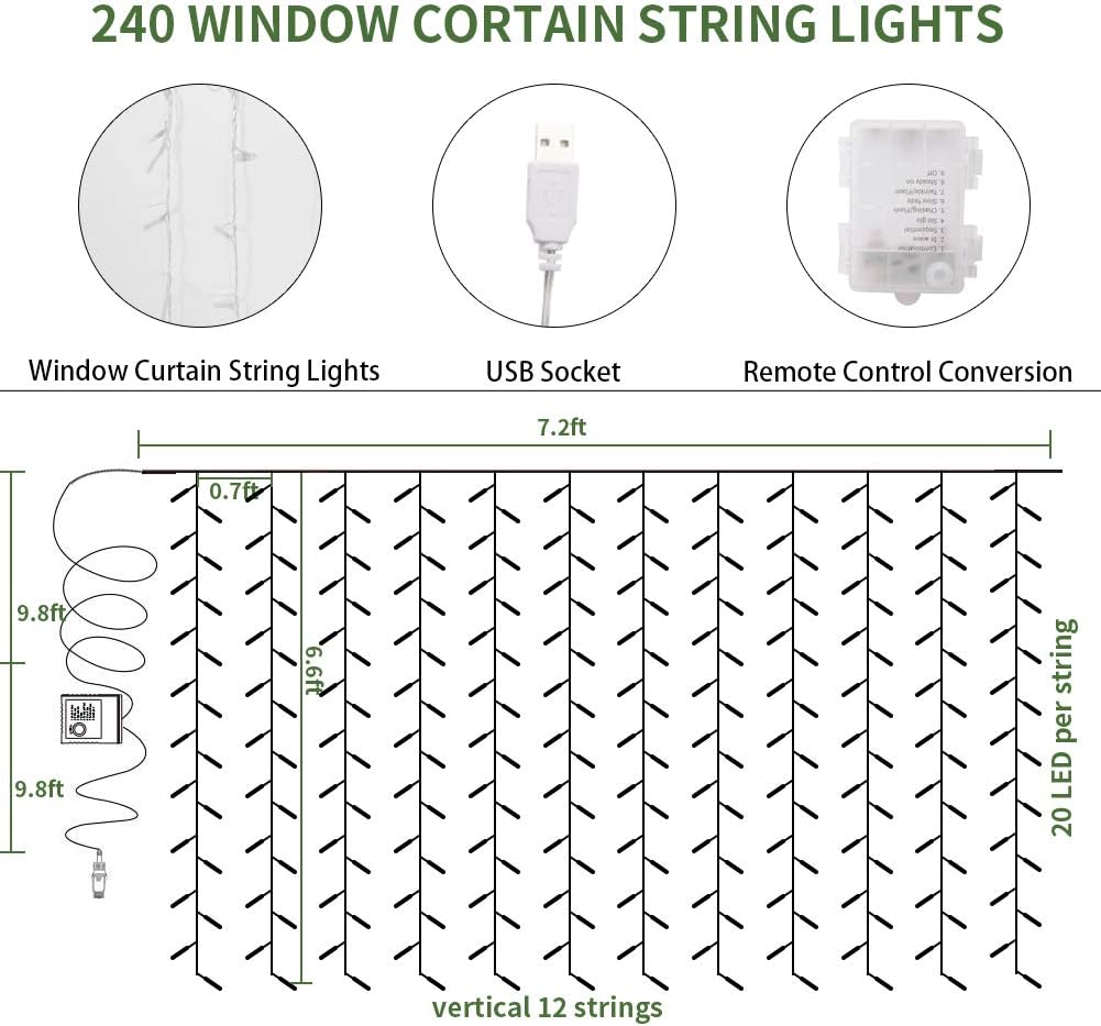 12 Pack 240 KASZOO Artificial Ivy Leaf Plants with LED Window Curtain String Lights, Fake Plants Vine Hanging Garland