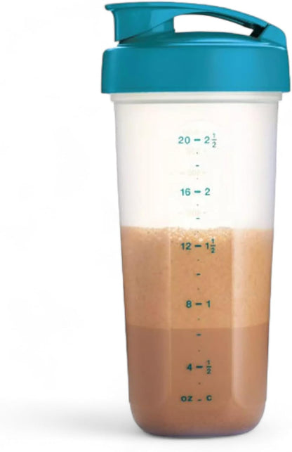Tupperware Quick Shake Shaker Blender, 20 oz Capacity in Teal Blue