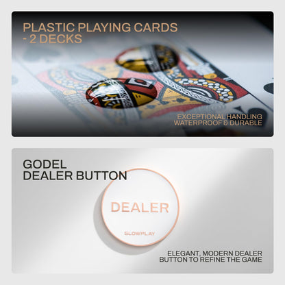 SLOWPLAY Godel Ceramic Poker Chips Set for Texas Hold'em, 500 PCS [with Numbered Values], 43mm & 12g Each | Features a High-end Chip case with Extra Durable German Polycarbonate Shell