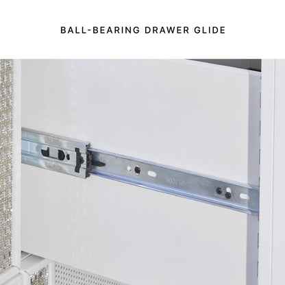 Signature Design by Ashley Chalanna Contemporary 3-Drawer Vanity, White & Clear