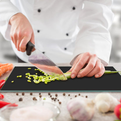 Tempered Glass Cutting Board for Kitchen, 16"x12" Black Chopping Board with Non-Slip Feet, Heat & Shatter Resistant