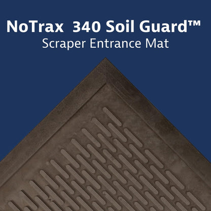 Notrax 340 Soil Guard™ Rubber Scraper Entrance Mat, Outdoor Natural Rubber Doormat for Indoor or Outdoor Heavy-Duty Use, Beveled Edges, 4' x 6', Black, 340S0046BL