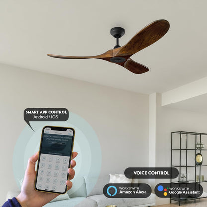 Generation Lighting Maverick Smart Fan (Black with Dark Walnut Blades, 60-Inch)