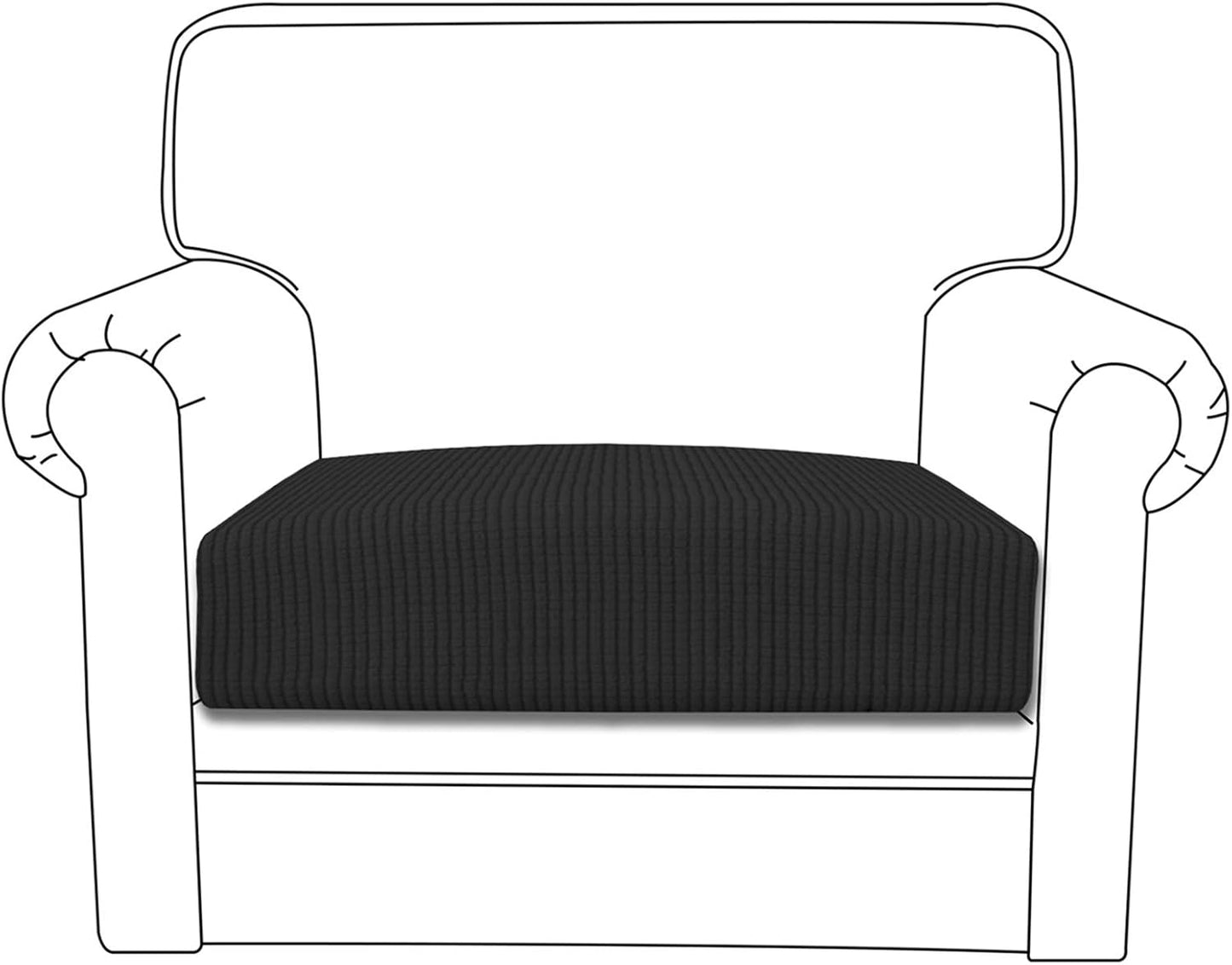 Easy-Going Black Stretch Chair Cushion Cover, Sofa Cushion Furniture Protector, Soft Flexibility with Elastic Bottom