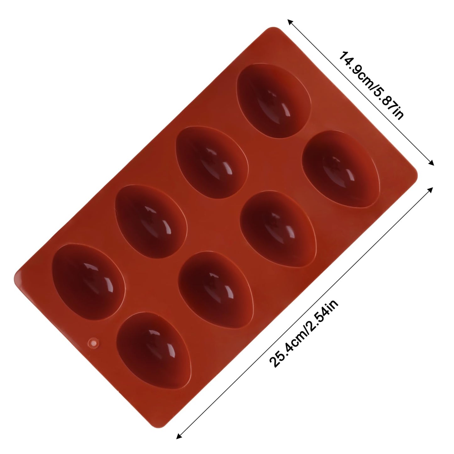 3Pcs 8-Cavity Easter Silicone Egg Molds, Egg Shaped Cake Pop Mold, Baking Supplies for Making Chocolate Jello Candy Dessert Muffin Mousse Pastry (Brick Red)
