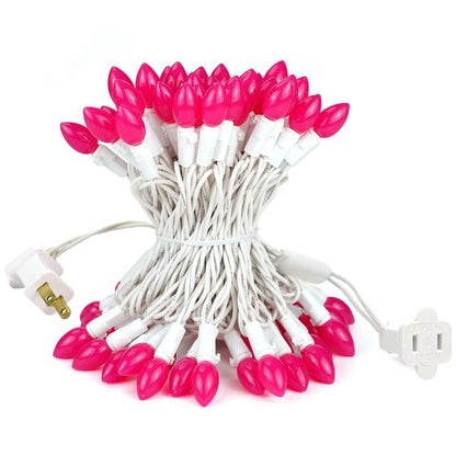 BOHON Pink LED String Lights, 17 Feet White Wire Christmas Lights, 50 Bulbs, Indoor Outdoor Valentine's Day Holiday Wedding Decorative Lighting Valentine Day Decor