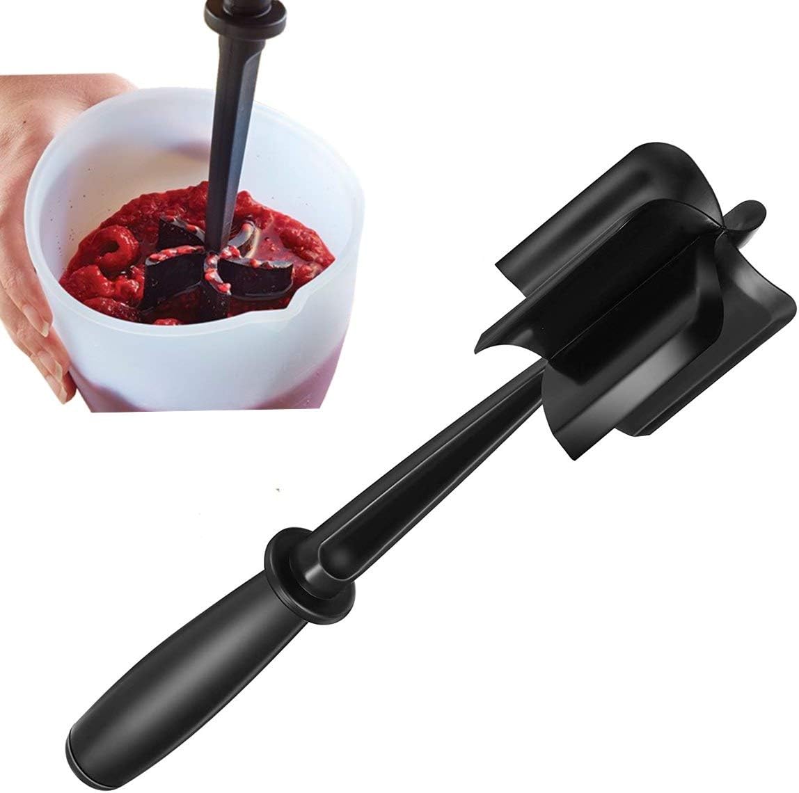 5 Blades Kitchen Ground Meat Chopper Spatula | Hamburger Mix N Chop Tools for Non-Stick Cookware (Black)