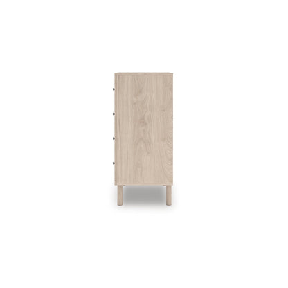 Signature Design by Ashley Birkmore Mid-Century Modern 4-Drawer Chest with Easy Glide and Safety Stop for Bedroom, Light Brown