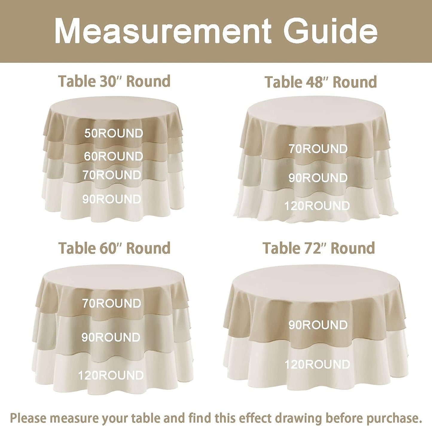 Hiasan Round Tablecloth 70 Inch, Waterproof Stain Resistant Polyester Fabric Table Cloth for Dining Room