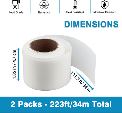 Cake Pan Liner Roll Pack of 2, P&P CHEF Nonstick Baking Parchment Paper, 1.85in x 111.5ft