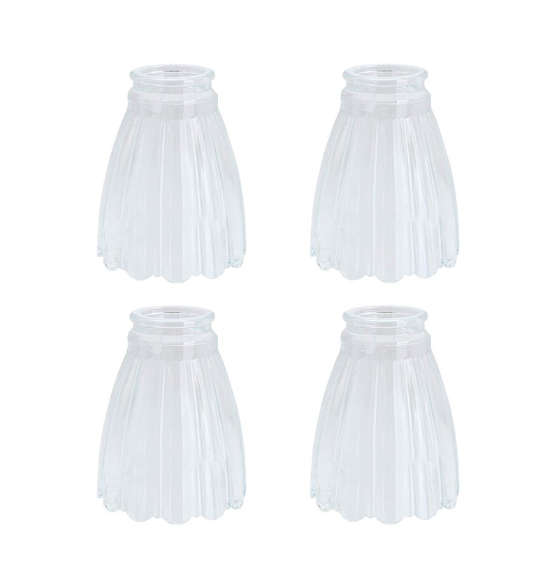 Aspen Creative 23056-4A Contemporary Clear Ceiling Fan Glass Shade.2-1/8"Fitter.Size:3-7/8"D x 4-7/8"H.4Pcs/Pack
