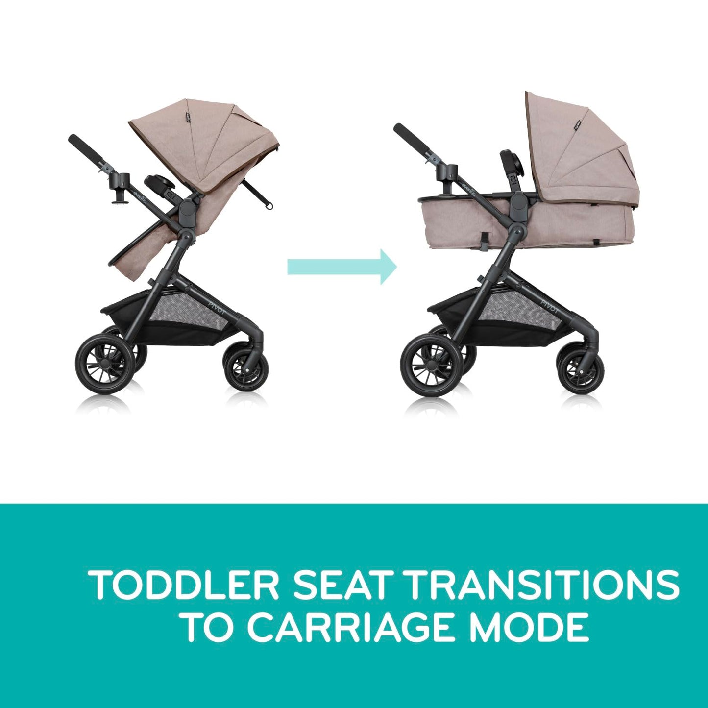 Evenflo Pivot Modular Travel System with LiteMax Preemie and Infant Car Seat (Casual Gray)