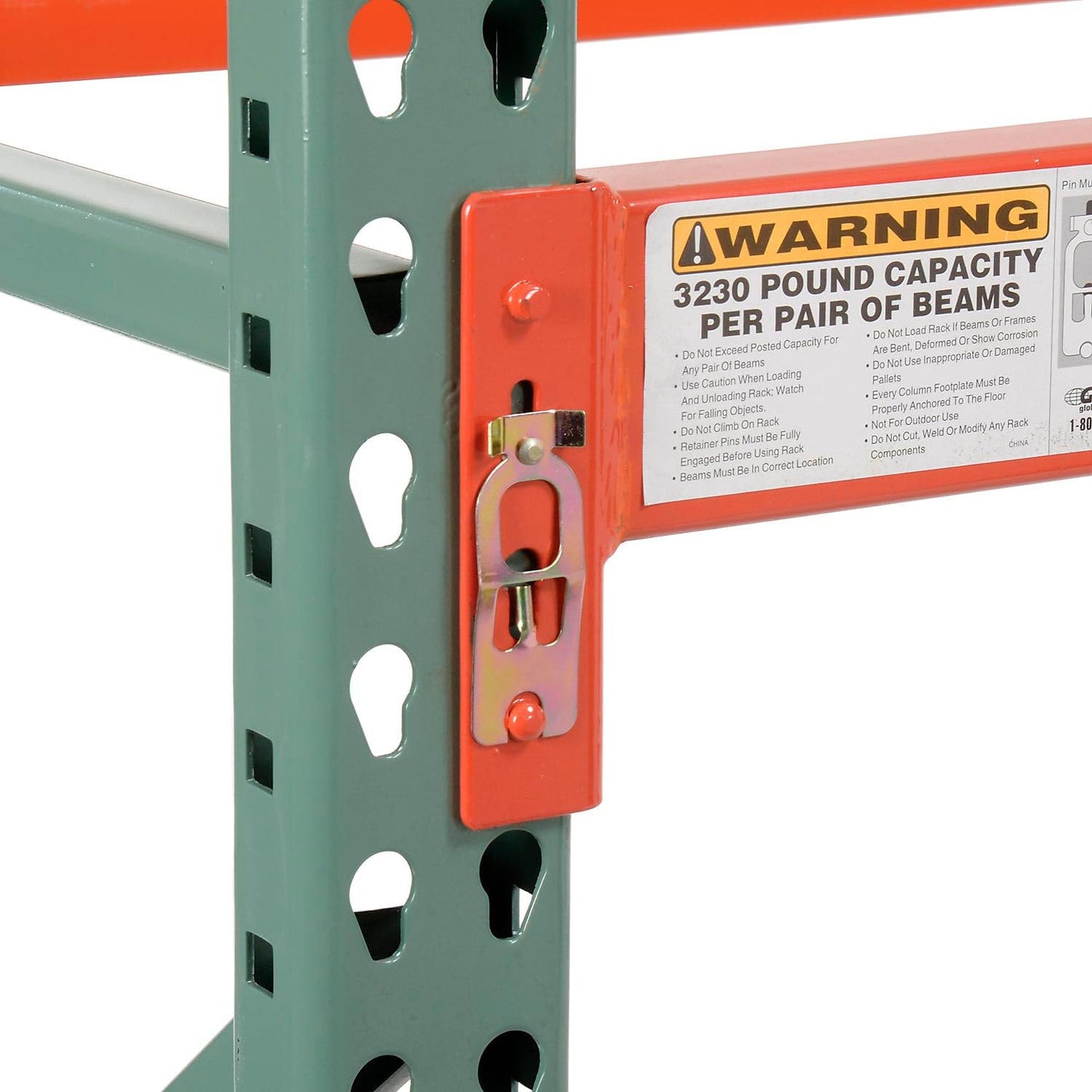 Global Industrial Teardrop Pallet Rack Add-On Unit, 144"W X 42"D X 120"H, 5970 lbs Shelf Capacity, Steel Construction, Orange & Green, For Industrial Storage